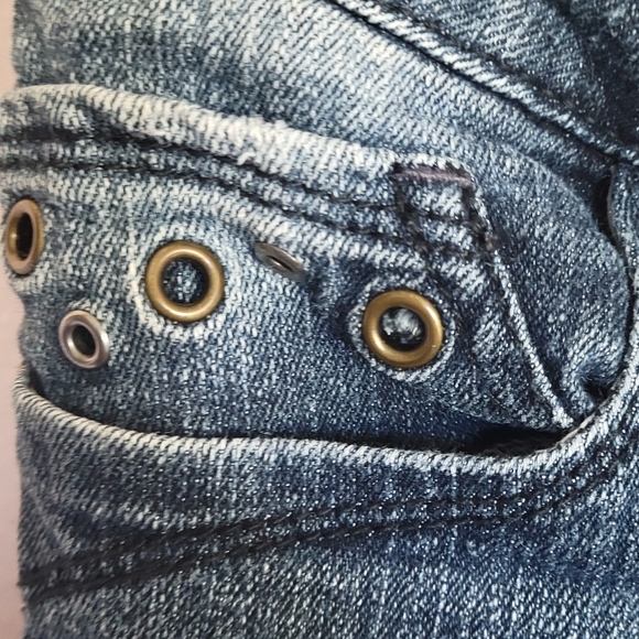 Vintage Lei women's jeans size 3 flair rivets on black pocket retro - Picture 4 of 5